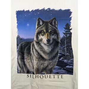 Vintage Hanes Wolf Silhouette T-Shirt XL White NOS
